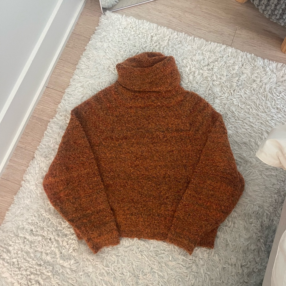 William Rast Orange Brown Turtleneck Sweater